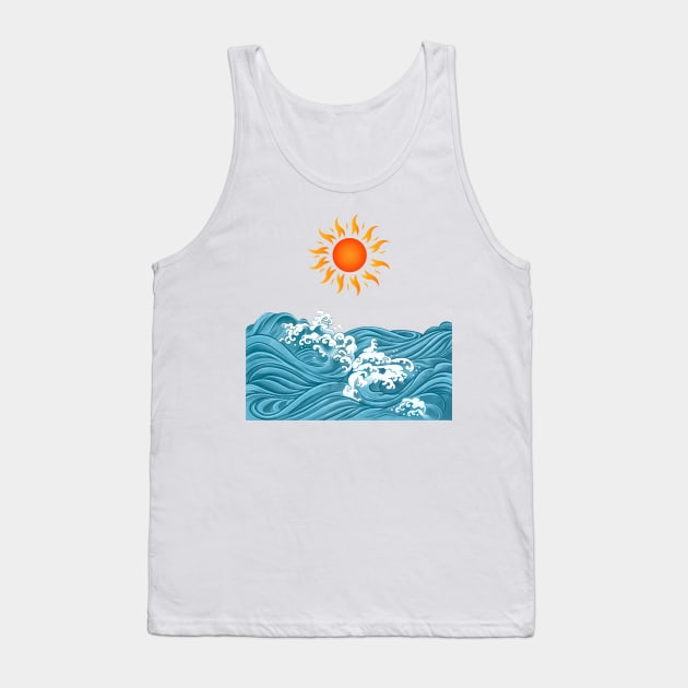 Sun and Waves Tank Top by kriitiika